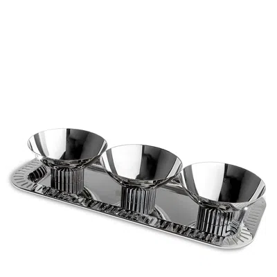 Anna New York Striations Tray And Bowls In Silver