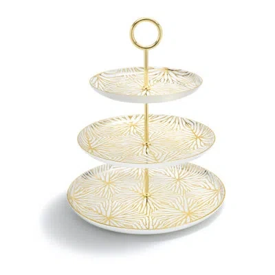 Anna New York Talianna Lily Pad 3 Tiered Stand In White,gold