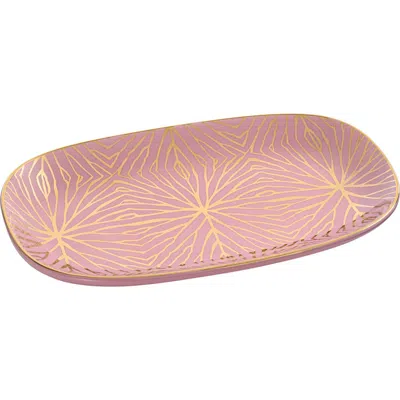 Anna New York Talianna Lily Pad Ceramic Catchall Tray In Pink And Gold
