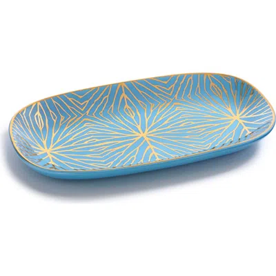 Anna New York Talianna Lily Pad Ceramic Catchall Tray In Sky Blue And Gold