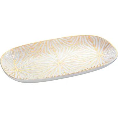 Anna New York Talianna Lily Pad Ceramic Catchall Tray In White And Gold