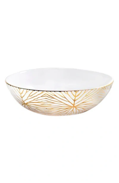 Anna New York Talianna Lily Pad Ceramic Serving Bowl In White And Gold