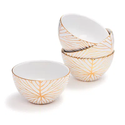 Anna New York Talianna Lilypad Dessert Bowls S/4, White W/gold In Neutral