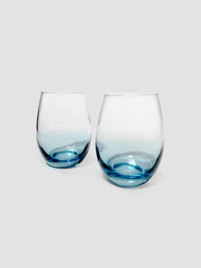 Anna New York Talianna Ombré 2-piece Stemless Wine Glass Set In Sky Blue