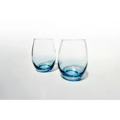 Anna New York Talianna Ombre Stemless Wine Glasses In Blue