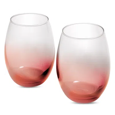 Anna New York Talianna Ombre Stemless Wine Glasses, Set Of 2 In Pink