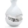 Anna New York Talianna Oro Bud Vase In White And Silver