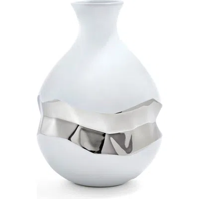 Anna New York Talianna Oro Bud Vase In White And Silver
