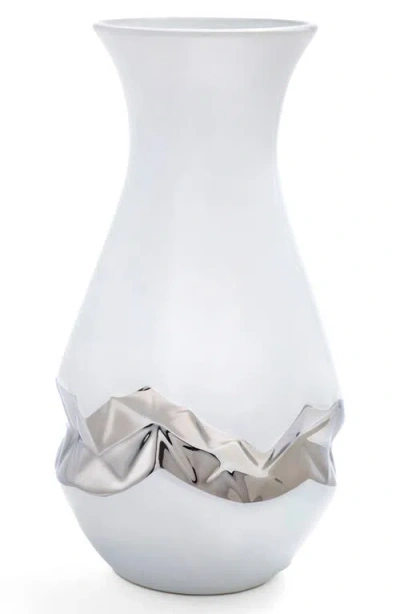 Anna New York Talianna Oro Vase In White And Silver