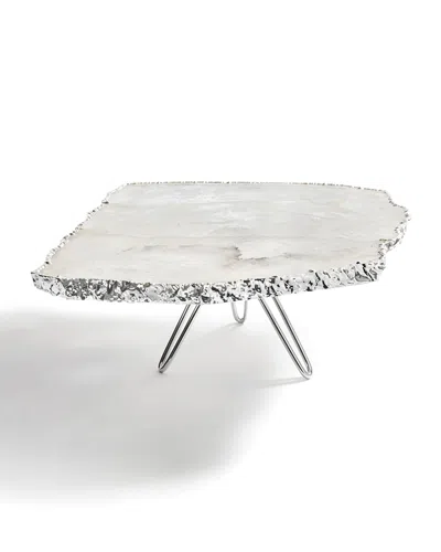 Anna New York Torta Crystal Cake Stand, Silver In Metallic