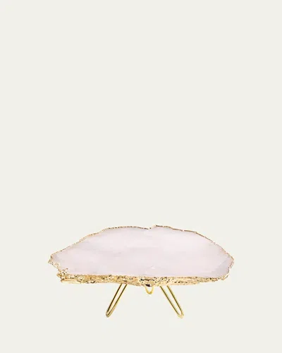 ANNA NEW YORK TORTA ROSE QUARTZ CAKE STAND, GOLD