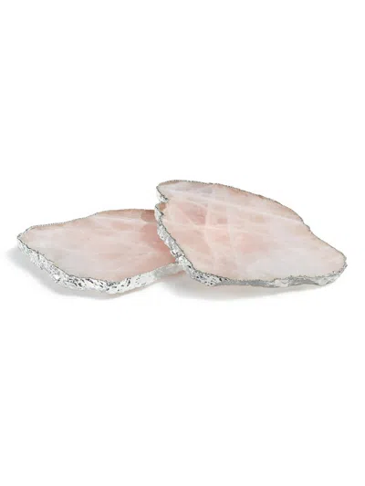 Anna New York Two-piece Kivita Rose Quartz Coasters In White