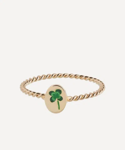 Anna + Nina 14ct Gold Lucky Clover Ring