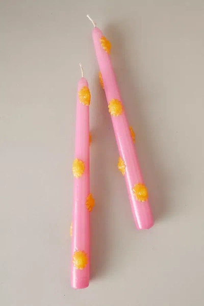 Anna + Nina 3d Sun Taper Candles, Set Of 2 In Pink