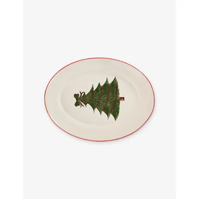 Anna + Nina Christmas Tree Earthenware Serving Platter Multi