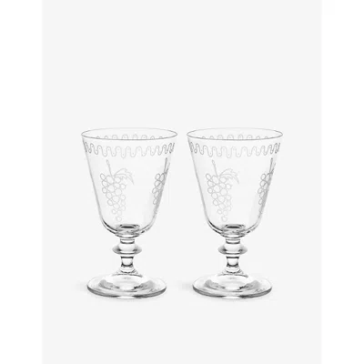 Anna + Nina Clear Grapevine Wine Glasses Set Of Two In Transparent