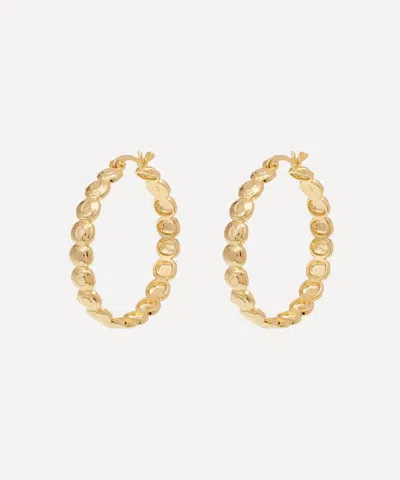Anna + Nina Gold-plated Large Relic Hoop Earrings In Orange