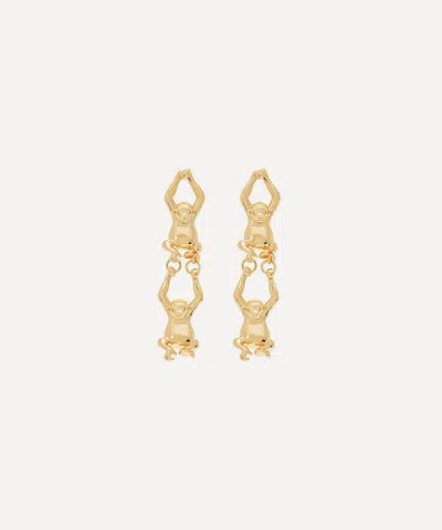 Anna + Nina Gold-plated Monkey Loop Stud Earrings In Purple