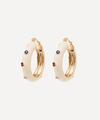 Anna + Nina Gold-plated Tutti Frutti Hoop Earrings In Green