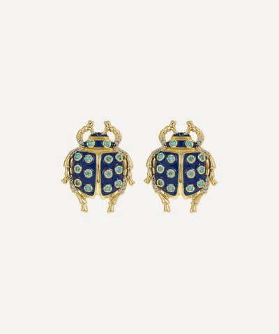Anna + Nina Gold-plated Bugging You Stud Earrings In Black