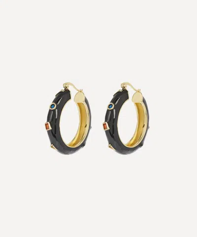 Anna + Nina Gold-plated Mermaid Necklace In Black
