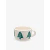 Anna + Nina Green Christmas Forest Cappuccino Earthenware Mug 13cm In Green