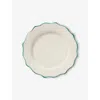 Anna + Nina Green Scalloped Ceramic Dinner Plate 26.5cm In Green