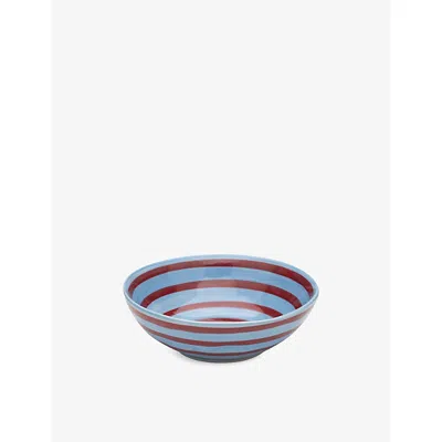 Anna + Nina Lfie Stripe Stoneware Bowl In Blue