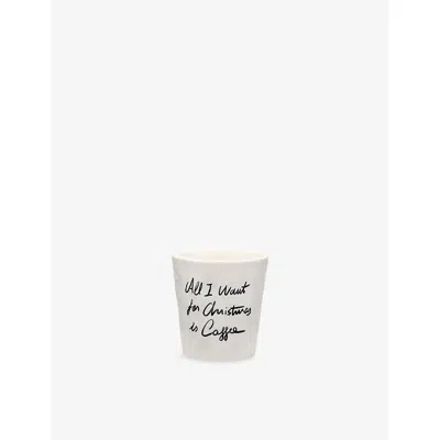 Anna + Nina Ll I Want For Christmas Stoneware Espresso Cup White