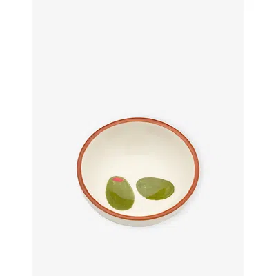 Anna + Nina Multi Olive Earthenware Tapas Bowl 10.5cm In Red