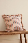 Anna + Nina Rayure Frill Cushion In Nude