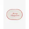 Anna + Nina Red Merry Hangover Ceramic Serving Platter In Red