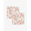 Anna + Nina Red Whimsical Rose Set Of Wo Paper Napkins In White