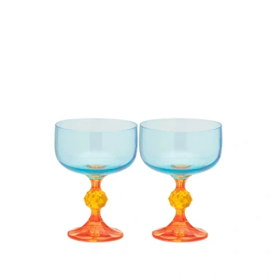 Anna + Nina Set Of Two Cocktail Glasses In Blue