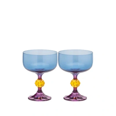 Anna + Nina Set Of Two Cocktail Glasses In Blue