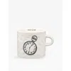 Anna + Nina White Tea O'clock Stoneware Mug In Multi