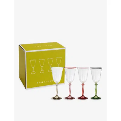 Anna + Nina Toasts & Tales Optic Wine Glasses Set Of Four In Multi