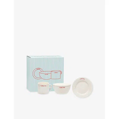 ANNA + NINA WHITE I LOVE YOU CERAMIC BREAKFAST SET