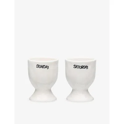 Anna + Nina White Weekend Stoneware Egg Cups Set Of Two