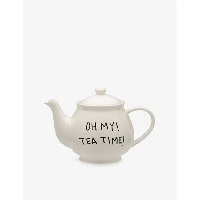 Anna + Nina White  X Disney Oh My Tea Time Stoneware Tea Pot In Multi