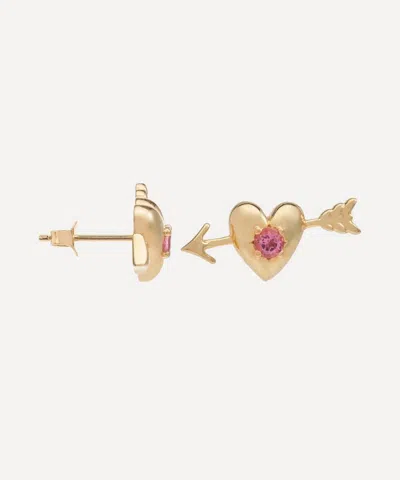 Anna + Nina X Liberty 14ct Gold Arrowed Heart Stud Earring
