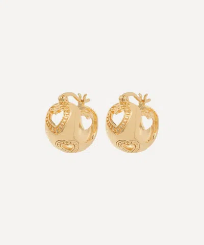 Anna + Nina X Liberty Gold-plated Small Open Heart Hoop Earrings