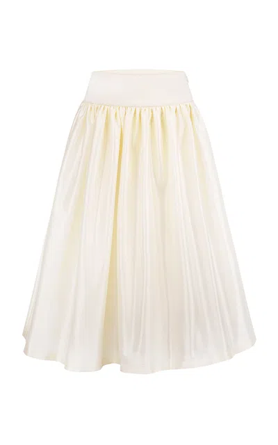 Anna October Aimon Satin Midi Skirt In Ivory