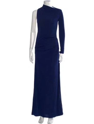 Pre-owned Anna October Asymmetrical Long Dress In Blue