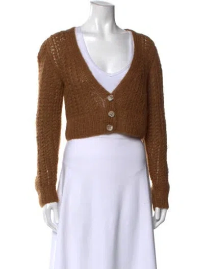 Pre-owned Anna October Baby Alpaca V-neck Sweater In Brown