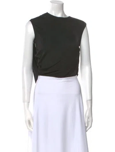 Pre-owned Anna October Bateau Neckline Sleeveless Crop Top In Black