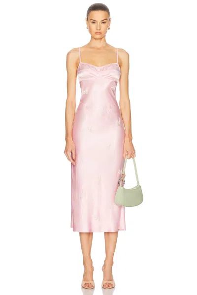 Anna October Beaded Waterlily Midi Dress In Light Pink