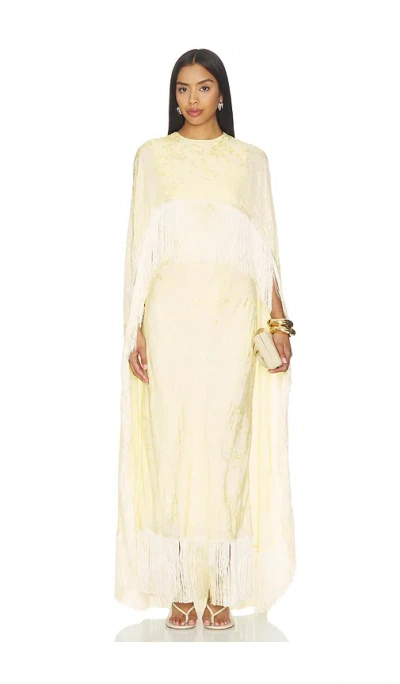 Anna October Bernice Jacquard Cape With Fringe In Buttermilk