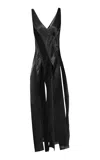Anna October Blanche Spliced Satin Maxi Dress In Black