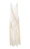 Anna October Blanche Spliced Satin Maxi Dress In Ivory